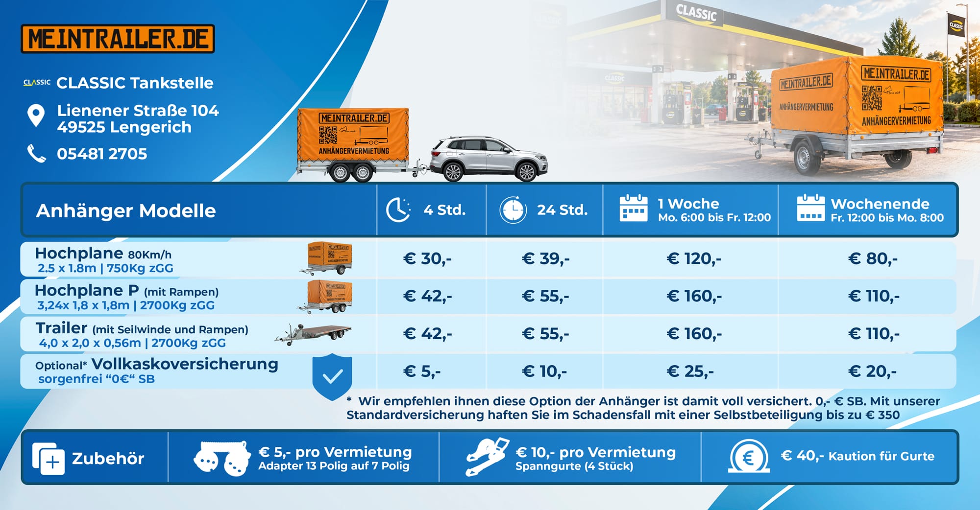 Anhänger mieten Preise, Anhänger mieten Lengerich